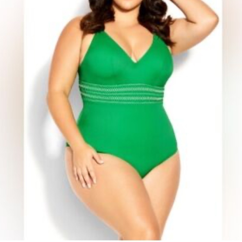 City Chic swimsuit New Lucia One Piece Swim Suit Kelly Green large 20